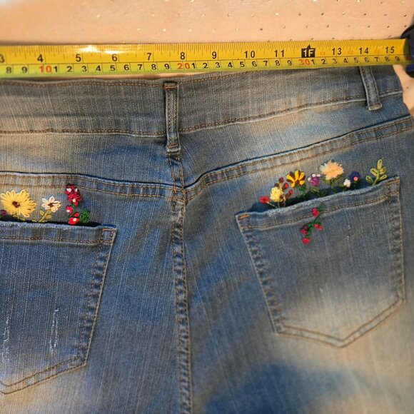 Unbranded Embroidered Wildflowers Bootcut Jeans - Picture 2 of 5
